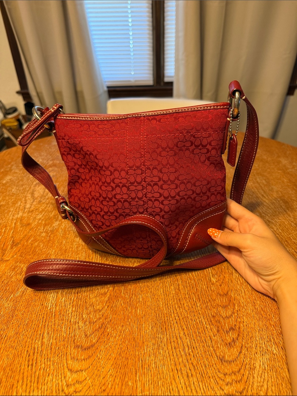 Coach Deep Red Signature Crossbody Bag